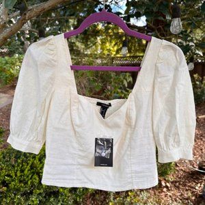 Linen Puff Sleeve Top sz S